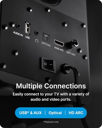 Активні колонки Majority D50X: Hi-Fi звук, Bluetooth 5.3, HDMI ARC, AUX, USB, 60W, студійний монітор з вуфером з вуглецевого волокна (Чорний)