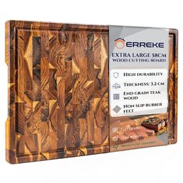 Дошка для нарізання Erreke з тикового дерева (торцевий зріз), 58x38x3,2 см, великий розмір