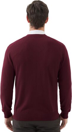 Чоловічий кардиган Kaspin з вовняної суміші, V-подібний виріз, на ґудзиках, з кишенями (Бургунді, S)