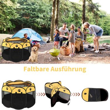 Клітка-вигул для цуценят та котів, клітка-вигул для собак, клітка для тварин (жовто-чорний, 6, 114x114x58 см)