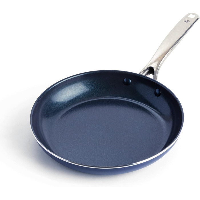 Набір сковорідок Blue Diamond Cookware Diamant, 24 см та 28 см, з керамічним антипригарним покриттям, без PFAS, для всіх типів плит (включаючи індукцію), можна мити в посудомийній машині, термостійкий, блакитний