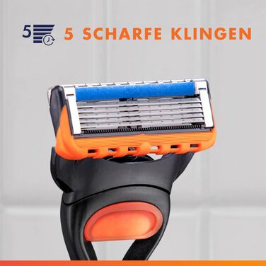 Бритва Gillette Fusion5 для чоловіків, металева, чорна (1 станок + 4 смінні касети)
