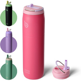 bottlebottle BOTTLE Insulated Stainless Steel Water Bottle 32oz(946ml) with Straw Handle for Sports, Travel, Gym, Double-Walled Leak-Proof, BPA-Free (Pink)