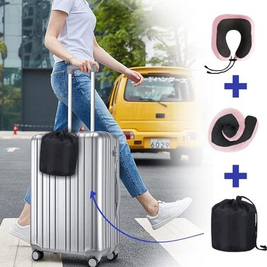 Подушка для шиї Poligono для подорожей: компактна, легка, з memory foam, рожева