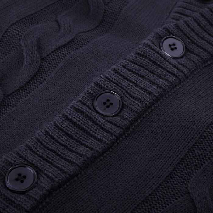 Чоловічий кардиган PJ PAUL JONES з в'язаним візерунком коси, на ґудзиках, з ребристою стійкою, темно-синій, XL