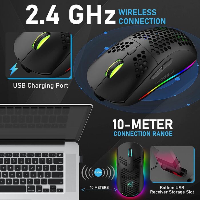 Механічна ігрова бездротова клавіатура з підсвічуванням RGB та миша, Bluetooth 5.0/2.4G, USB, 2200 mAh, Anti-Ghosting, чорний