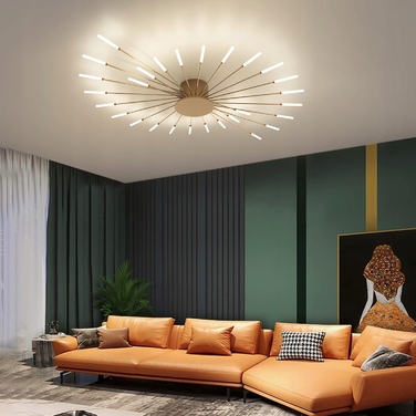 Сучасна золота люстра-підвіс LED для вітальні, 4500K, 28W