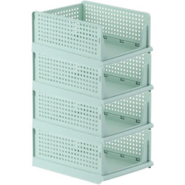 Ygapuzi 2 Pack Stackable Clothing Storage Bins Organizer Sliding Cabinet Shelf Drawer Divider Separator Desktop Container for Closet Wardrobe Kitchen Bathroom Office (White - 2 Pack) (Green - 4 pack)