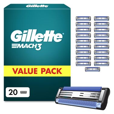 Смінні касети для бритви Gillette Mach 3 для чоловіків, сині, 20 шт