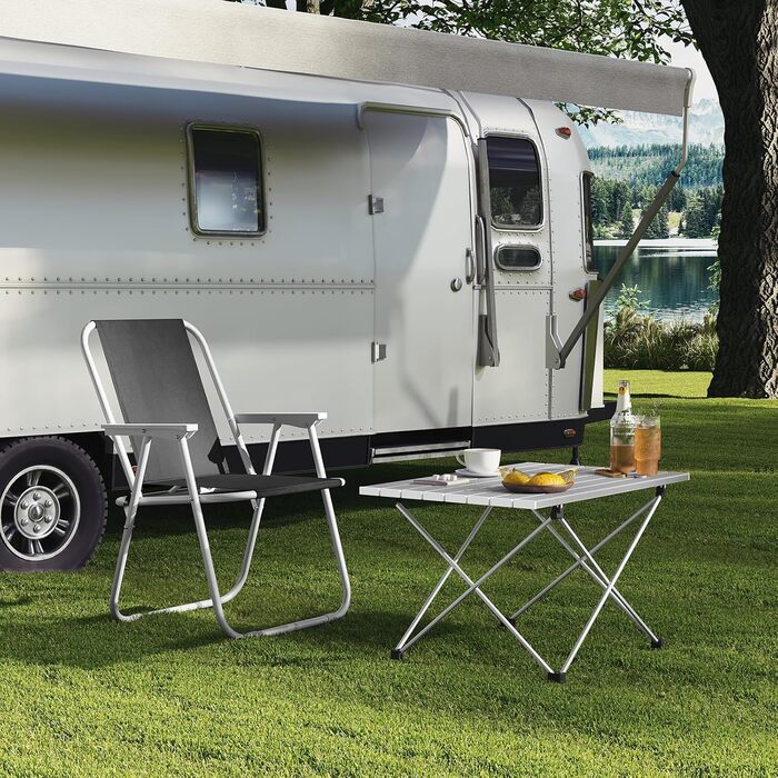 WOLTU Складаний туристичний столик з алюмінію для кемпінгу, пікніків та риболовлі, 68x46x40 см, срібний