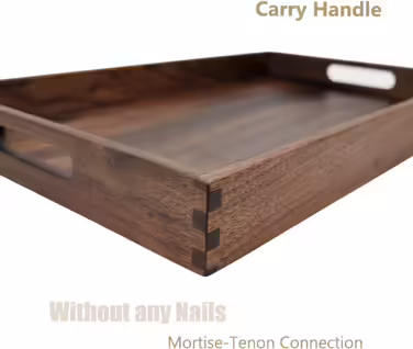 MAGIGO Tray with Handles, rectangular, 50.8 x 32.3 cm, made of black walnut wood, for tea, coffee, or breakfast in bed, classic decorative wooden serving tray