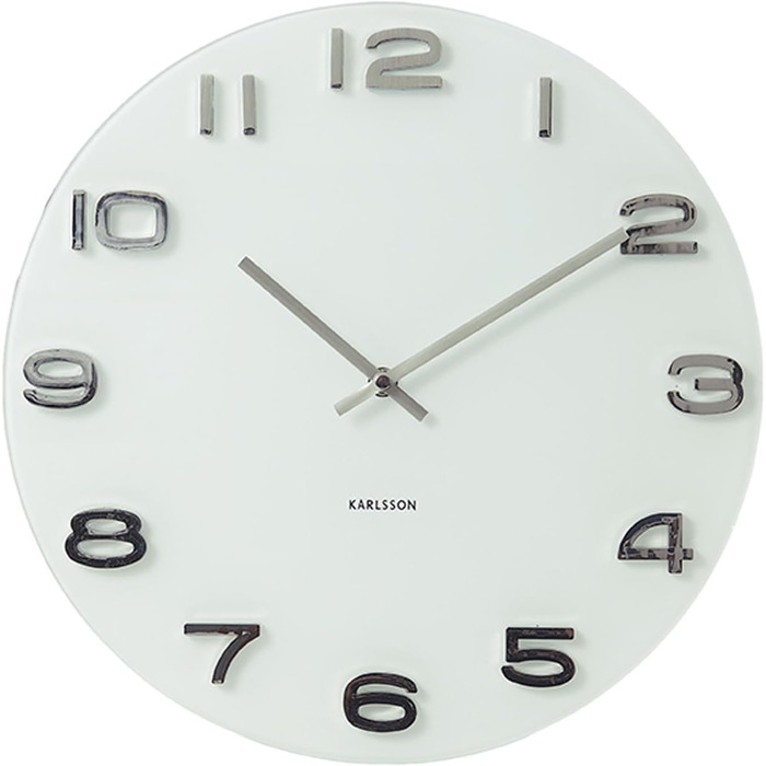Karlsson Vintage Wall Clock - White - Ø35cm - Round - Glass - Modern Living Room Wall Clock - Wall Clocks