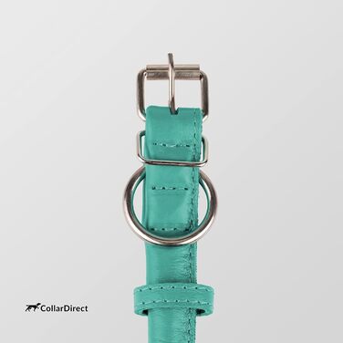 Шкіряний ошийник для собак CollarDirect, круглий, м'який, з роллом, ручної роботи, справжня шкіра, для цуценят, котів, малих та великих собак, рожевий, червоний, фіолетовий, блакитний (м'ятний, 15-18 см)