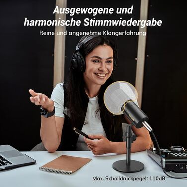 Мікрофон TONOR TD510+ для стрімінгу та запису: XLR/USB, динамічний, з кріпленням та кнопкою Mute