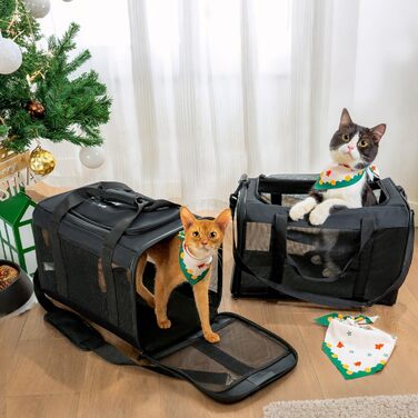 Транспортна переноска для котів та цуценят Conlun, чорна, складана, до 7 кг