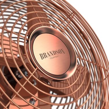 Настільний вентилятор Brandson з мідним дизайном: 3 швидкості, осциляція 80°, кут нахилу 40°, металевий корпус