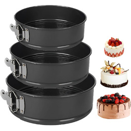 Набір форм для випічки: квадратні, круглі, 20/22/24 см, чорний метал, знімний дно, антипригарне покриття
