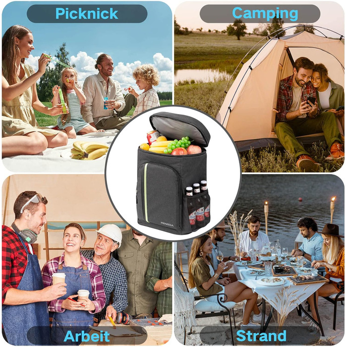 Рюкзак-холодильник PENGDA 30L - ізольований рюкзак для пікніка, кемпінгу, BBQ та подорожей. Чорний.