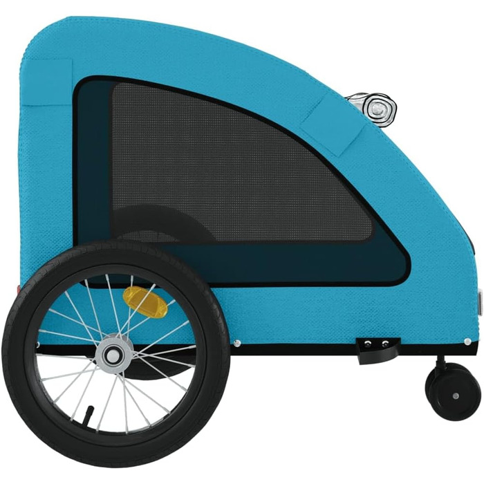 Фургон для собак VidaXL - блакитний, до 30 кг, з прапором та відбивачами, Oxford-Gewebe, 63.5 x 124.5 x 66 см