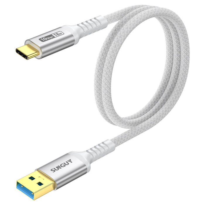 Кабель USB-C SUNGUY 30см, USB Type-C - USB 3.0, 0Gbps, сумісний з iPhone, Galaxy, Google Pixel, Android Auto, Huawei