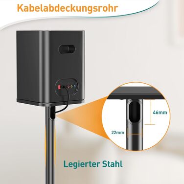 Підставка для акустики ELIVED, 808 мм, зі скляною основою, для сателітної та поличкової акустики, з інтегрованим кабелепроводом, 10 кг, 1 шт.