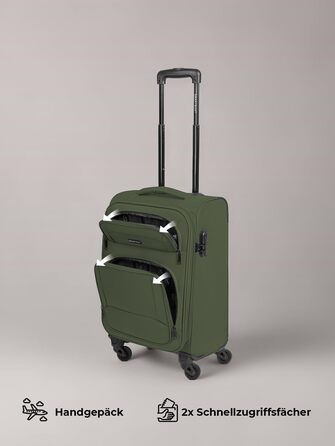 Набір валізак SMARTBOX 3 шт. для жінок та чоловіків | Легкі та стабільні валізи-ролики, якісний softcase, 4 колеса та кодовий замок | Розширювані | Колір: Slate-green, Розмір: S (56 см)