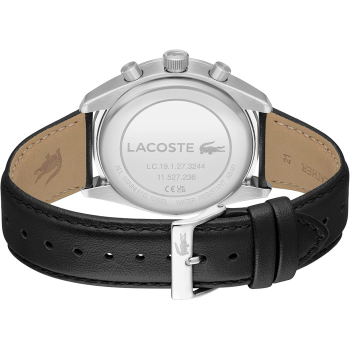 Годинник чоловічий Lacoste Boston Chronograph кварцовий з шкіряним або металевим браслетом (чорний)