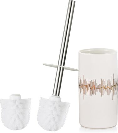 Набір для туалету GeruiKE: щітка для унітазу з керамічним тримачем (сірий матовий, білий & золотий)