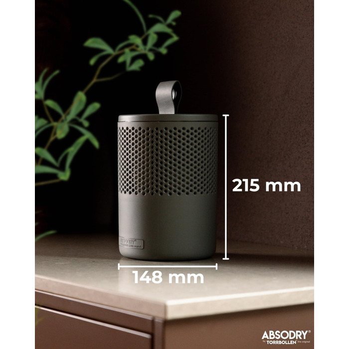 Безструмний осушувач повітря AbsoDry до 25 м² - з поповнюваним пакетом - з переробленого пластику - для вітальні, ванної кімнати, підвалу - осушувач для квартири - сірий