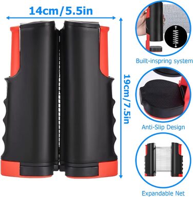 HOMURY Набір для пінг-понгу: 2 ракетки, сітка, 3 м'ячі, сумка, для гри в приміщенні та на вулиці, дитячий та дорослий