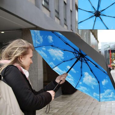 Вітростійкий автоматичний парасолька для подорожей, 8 спиць, для чоловіків та жінок (блакитний)