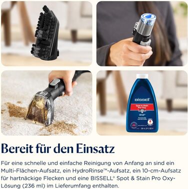 БІССЕЛ SpotClean HydroSteam: пароочисник для килимів та м'яких меблів, потужний 1000W, 3689N (новинка)