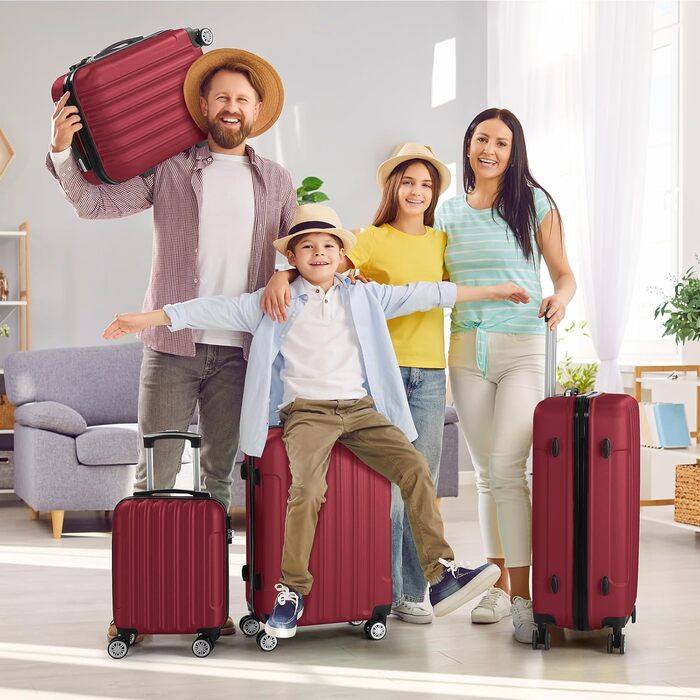 Набір валіз LALAHO 3/4/5 шт. з косметичками, багаж з ABS пластику, бургерний колір