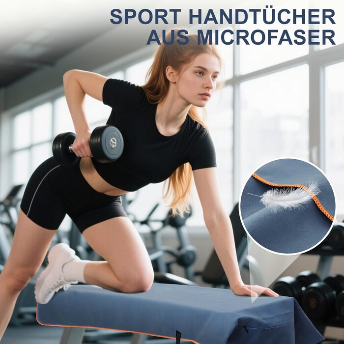 Набір спортивних рушників 2 шт. 120x50 см з кишенею на блискавці, мікрофібра, для тренажерного залу, швидка сушка, для тренувань, кемпінгу, подорожей (темно-синій-жовтий)