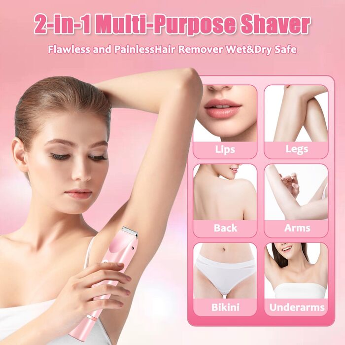 Електричний жіночий триммер Intimrasierer 2-в-1 для інтимної зони, рожевий