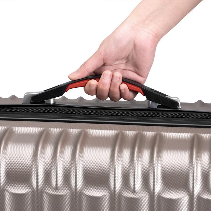 Набір валіз з ABS пластику S-M-L-XL з кодовим замком та телескопічною ручкою, ролер для подорожей, ручна поклажа (шампань)