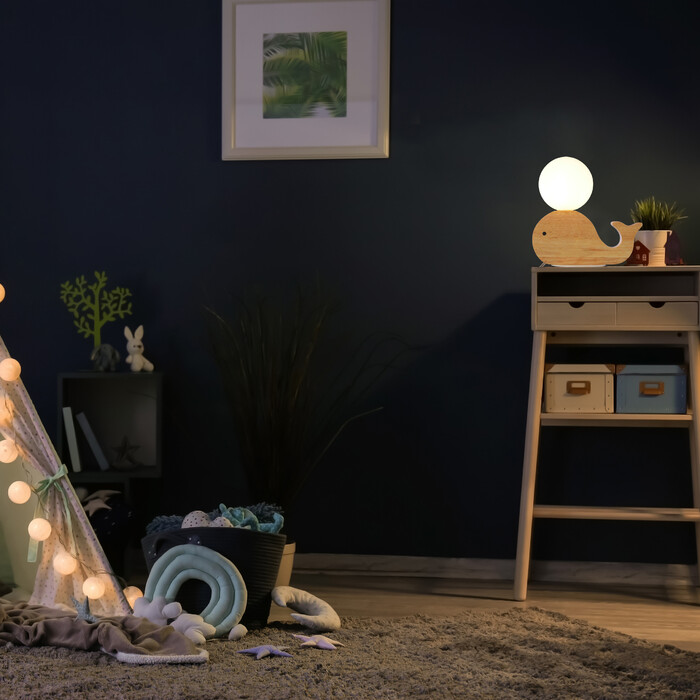 Relaxdays Kids' Wooden Nightstand Lamp