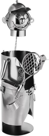 BRUBAKER Wine Bottle Holder Tennis Player Metal Sculpture with Gift Card