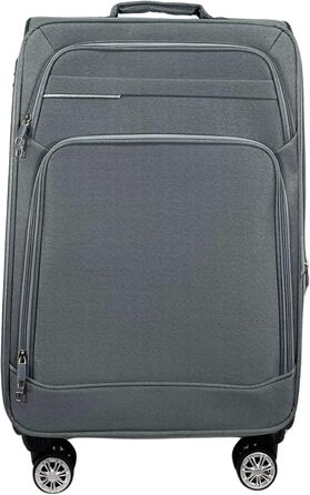 Чемодан-роликовий тканинний для подорожей, розширюваний, з подвійними колесами (M/L/XL/XXL або набір 4 шт.), м'який багаж (фіолетовий, ручна поклажа (55 см)), набір 3 шт. (сірий)