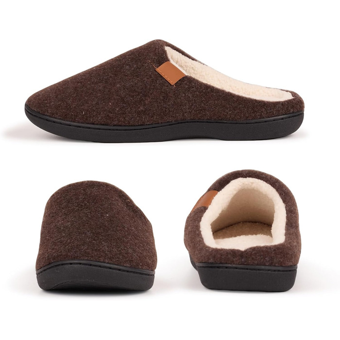 Тапочки чоловічі Hoefirm з піною Memory Foam, зимові, коричневі, 46/47 EU