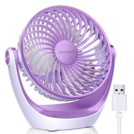Вентилятор USB OCOOPA: компактний, тихий, 3 швидкості, 360° обертання, для офісу, дому та відпочинку (фіолетовий)