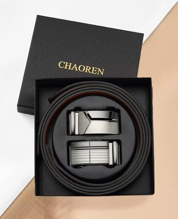 Чоловічі ремені CHAOREN 2 шт. в наборі, 35 мм, шкіряні з автоматичною пряжкою, регульовані, ідеальні як подарунок, розмір 90-100/100-110 см