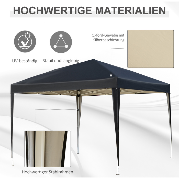 Outsunny Gazebo approx. 3x3m, water-resistant, stable, winter-proof, pop-up folding gazebo, UV protection, foldable party tent, garden tent with bag, garden gazebo for camping and garden, Black | Aosom