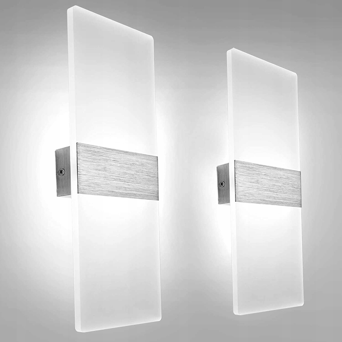 Набір із 2 настінних LED-бра для спальні та вітальні, 12W, 6000K