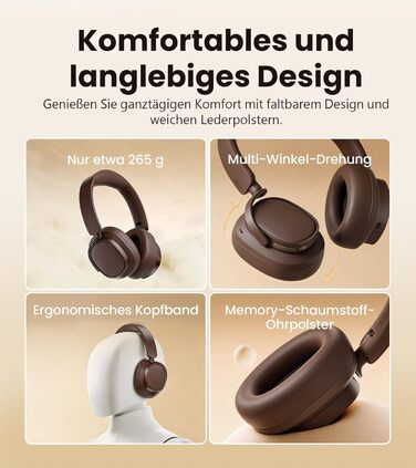 Навушники бездротові Edifier ES850NB з шумозаглушенням, Hi-Res Audio, Bluetooth 5.4, коричневі