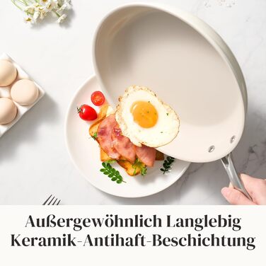 Redchef Ceramic Nonstick Induction Pan Set - 6 Piece Cookware Set with Lids (20/24/28cm) - PFOA, PTFE, PFAS Free