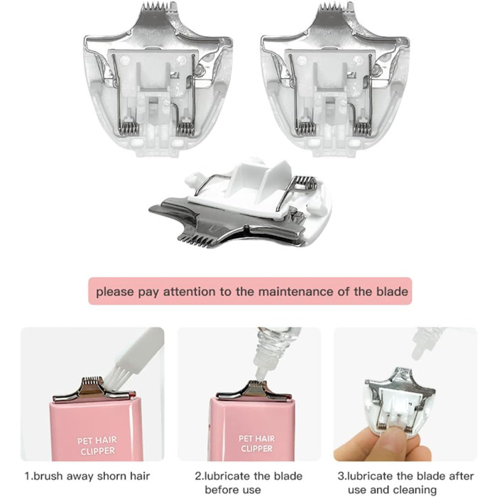 Набір для догляду за тваринами: професійна машинка для стрижки собак та котів, безшумна, акумуляторна, бездротова, набір лез (3 шт.)