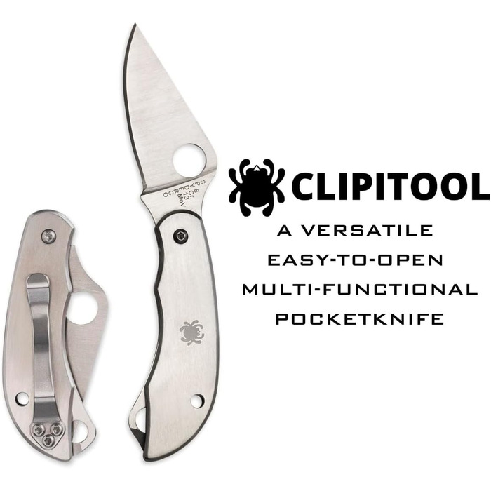 Ніж складаний Spyderco ClipiTool з ножицями, нержавіюча сталь, металевий корпус