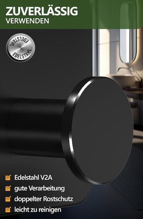 Набір тримачів для рушників 4smile (6 шт.) без свердління, з нержавіючої сталі, чорний. Самоклеючі гачки для ванної кімнати, висока вантажопідйомність.