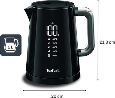 Електричний чайник Tefal Smart’n Light з регулятором температури та функцією підігріву, LED-дисплеєм, швидким нагріванням